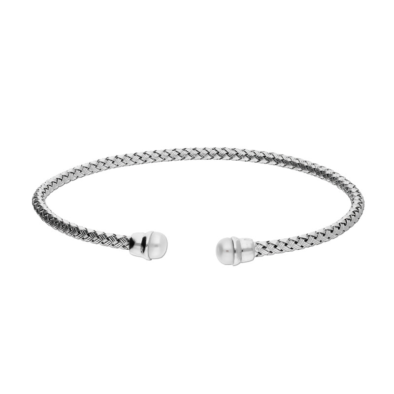 Stříbrný náramek bangle s perličkami | iSezam.cz
