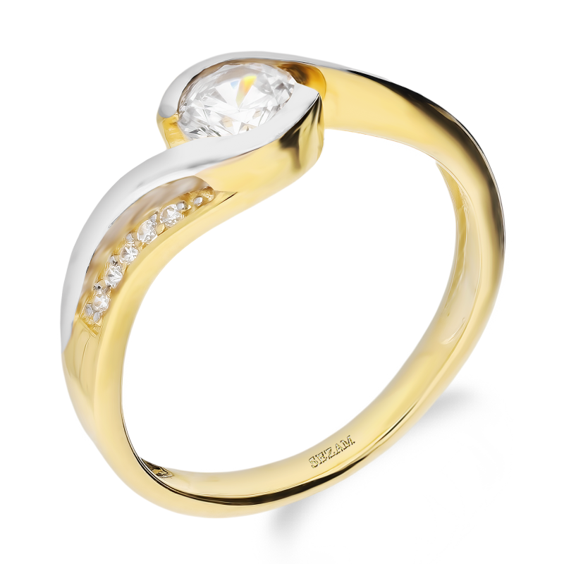 Zlatý prsten se zirkony Mariage | iSezam.cz