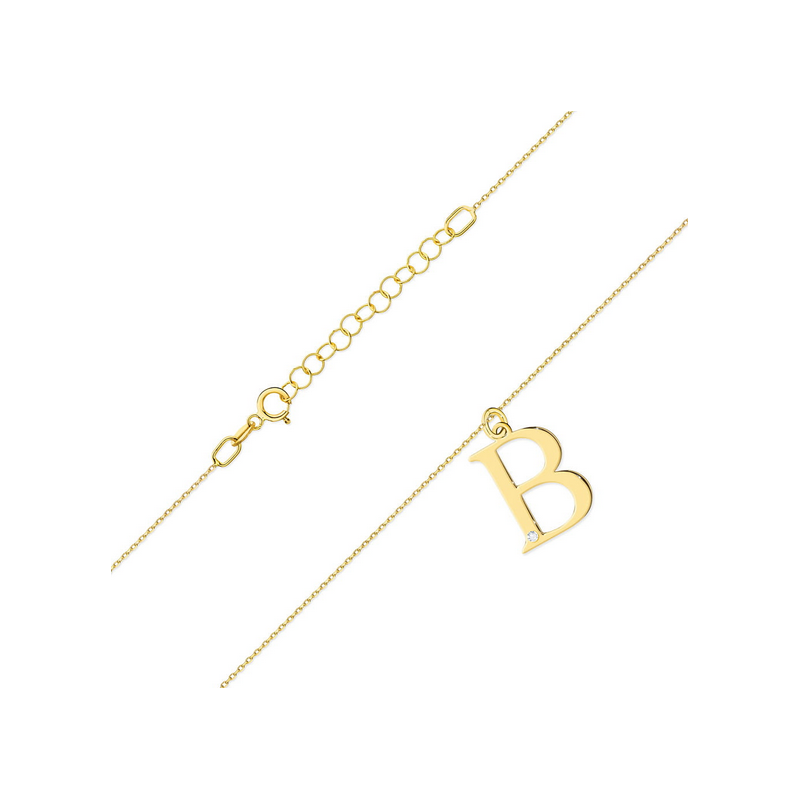 Zlaté písmeno B s diamantem B-0,005ct BE C-69 B ryzost 585