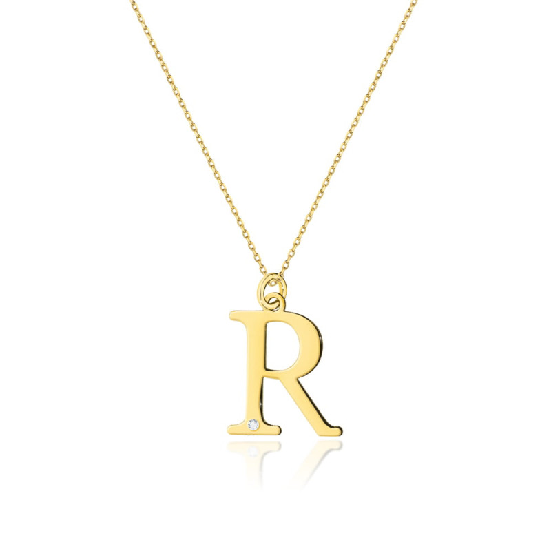Zlaté písmeno R s diamantem ryzost 585 | iSezam.cz