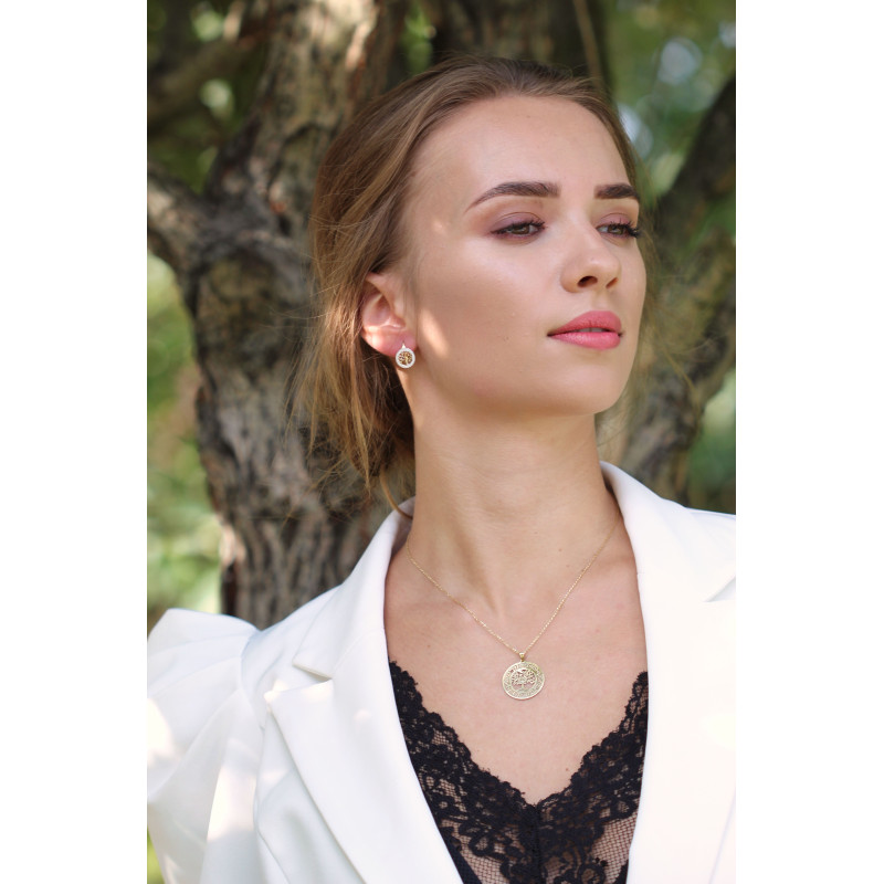 Zlatý přívěsek strom života s řeckým vzorem, dvoubarevný, ryzost 585