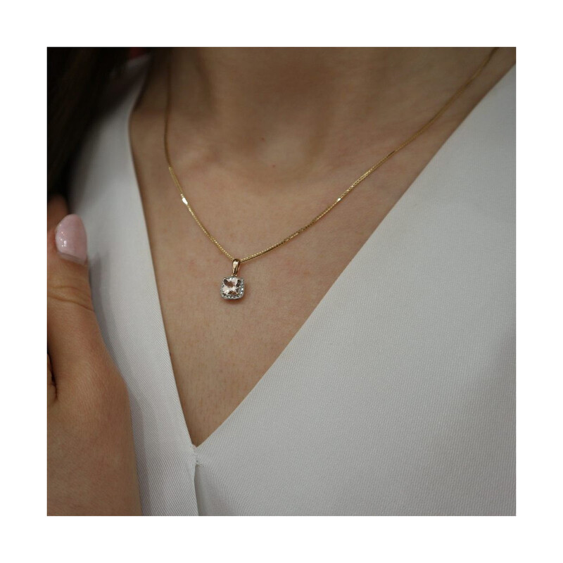 Závěs z růžového zlata s morganitem a diamanty AW 58266 R-MO CUSHION ryzost 585