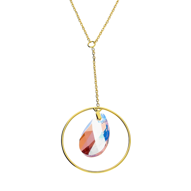 Pozlacený náhrdelník s fialovým krystalem Swarovski | iSezam.cz