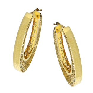Zlaté náušnice kruhy s řeckým motivem | iSezam.cz