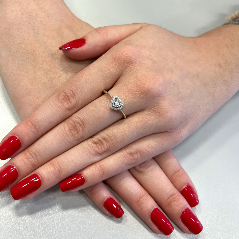 Zásnubní prsten srdce s bílými diamanty NF GS-142 ryzost 585