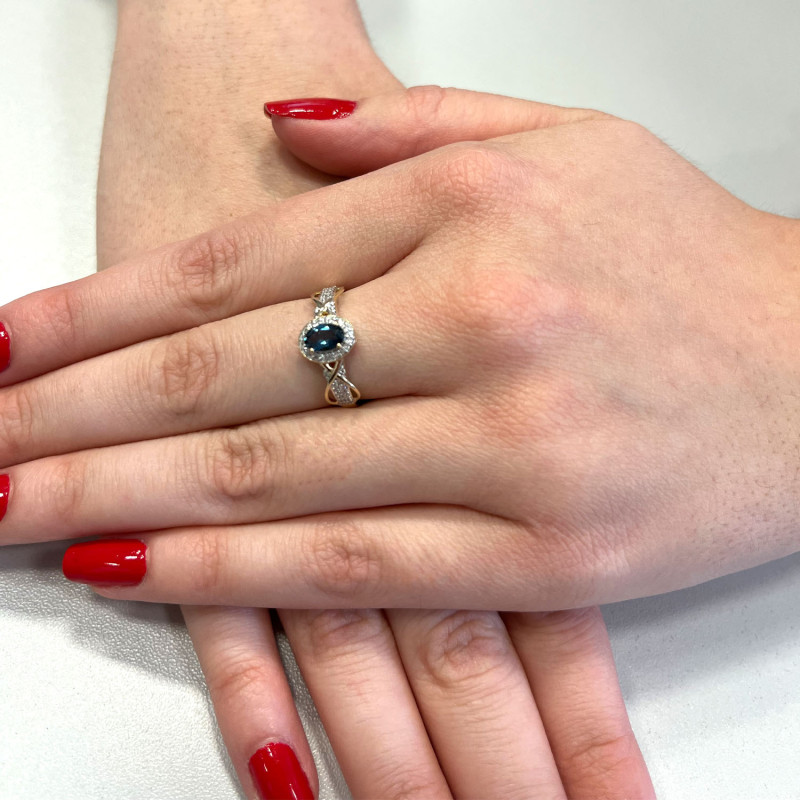 Zásnubní prsten s topazem london a diamanty NF GS-1287 LBT ovál bis ryzost 585