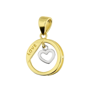 Zlatý přívěsek Srdce v kruhu LOVE ryzost 375 - Jubiler Sezam