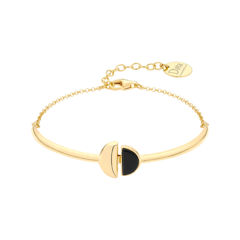 Bransoleta półkółko gold+półkółko onyks ZJ 392-ONX-Z próba 925