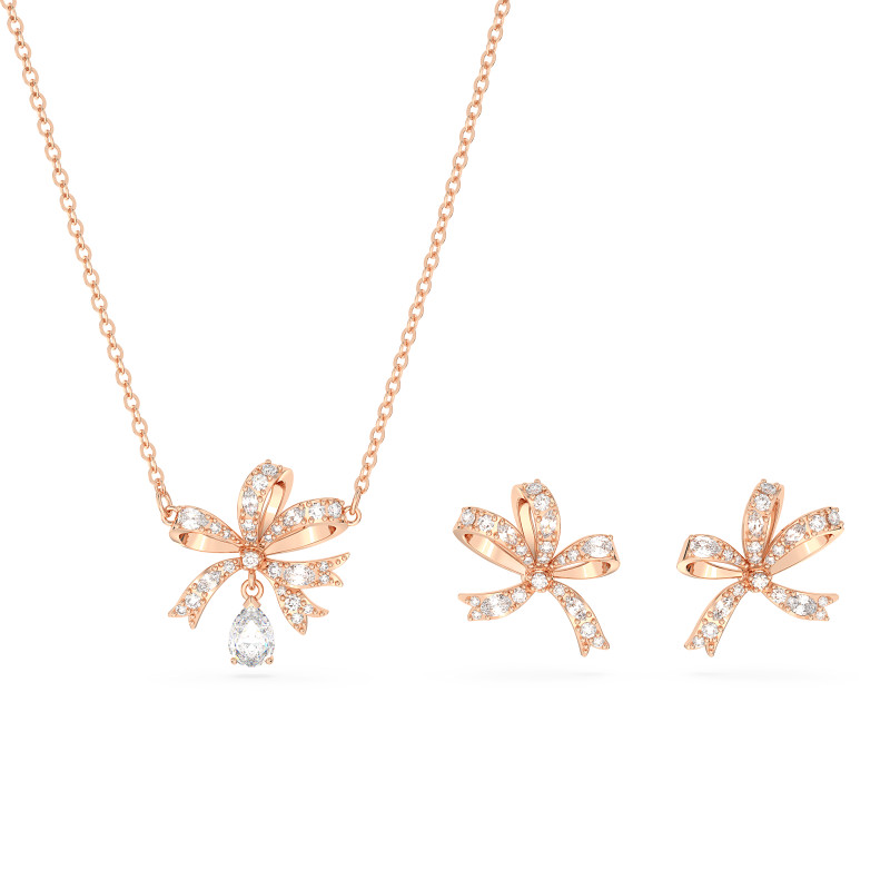 Zestaw biżuterii Swarovski Volta - Naszyjnik i Kolczyki w Różowym Złocie