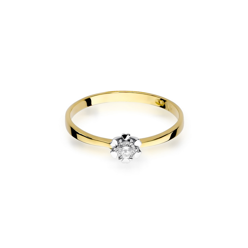 Zásnubní prsten FLOWER s diamantem a srdíčky BE W-053 ryzost 585
