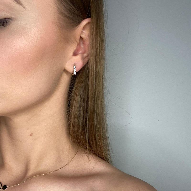Zlaté náušnice LINE s diamanty s postupným nárůstem/angl.zap. NF GS-479 ryzost 585