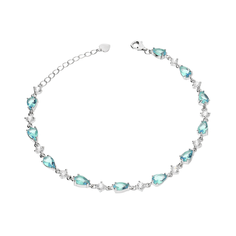 Stříbrný náramek s tyrkysovými zirkony ryzost 925 | iSezam.cz
