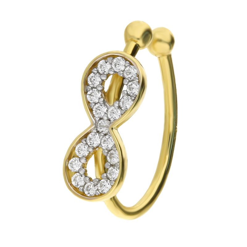 Zlatá náušnice Ear Cuff infinity se zirkony | iSezam.cz