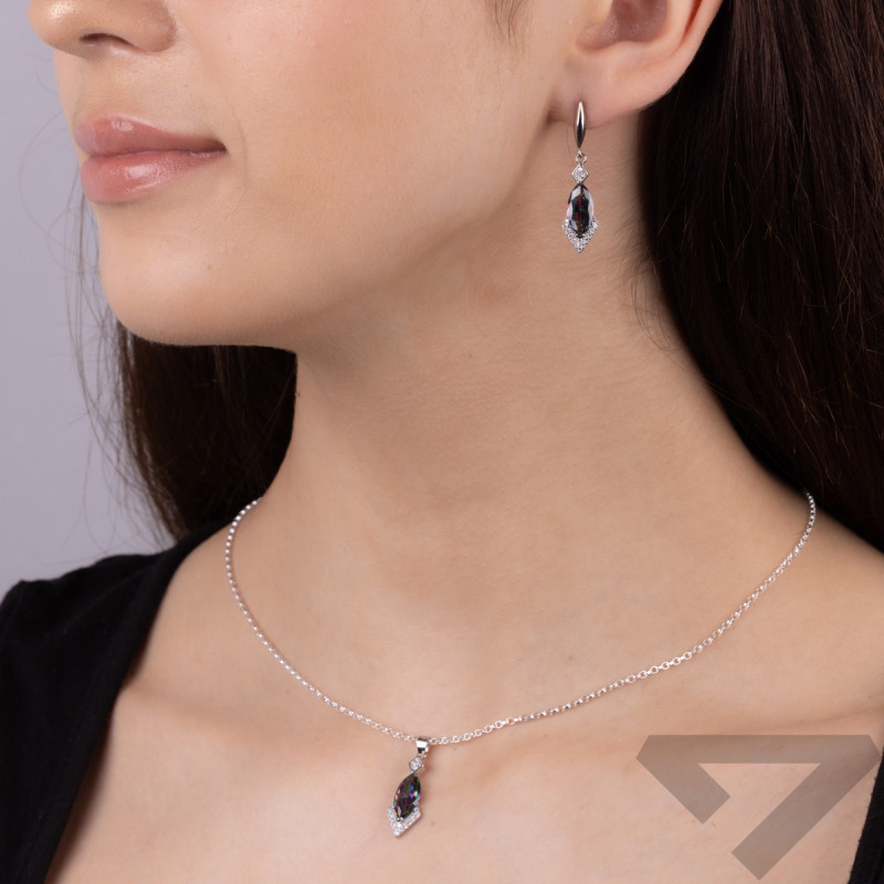 Stříbrná souprava náušnice a přívěsek topaz mystic ve tvaru slzy A01057 topaz mystic ryzost 925