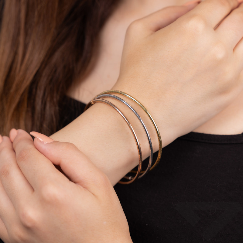 Zlatý náramek bangle tři kruhy ve třech barvách M3-231 ryzost 585