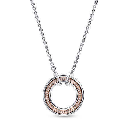Dwutonowy naszyjnik pavé z logo Pandora Signature 382772C01