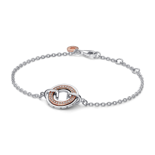 Dwutonowa bransoletka łańcuszkowa pavé z logo Pandora Signature 582741C01
