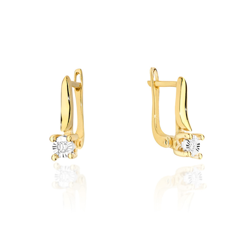 Zlaté náušnice s brilianty 0,06ct ryzost 585 - iSezam.cz