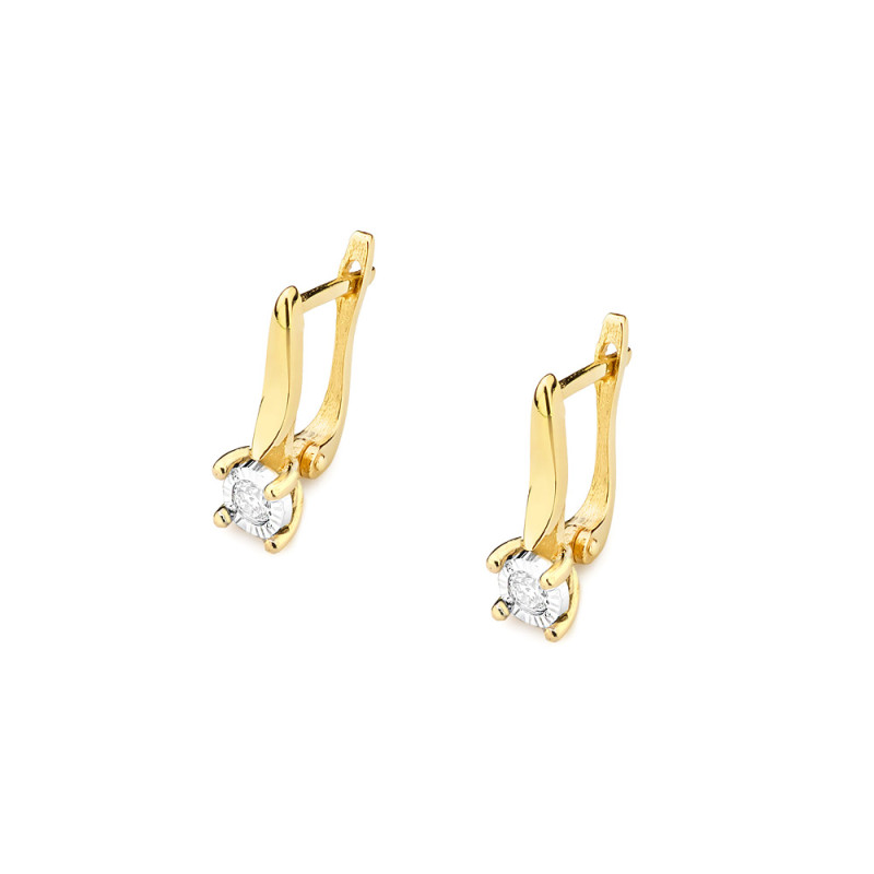 Zlaté náušnice s brilianty 0,16ct/ang.zap BE KO-065-16 ryzost 585