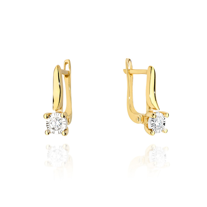 Zlaté náušnice s brilianty 0,16ct/ang.zap BE KO-065-16 ryzost 585