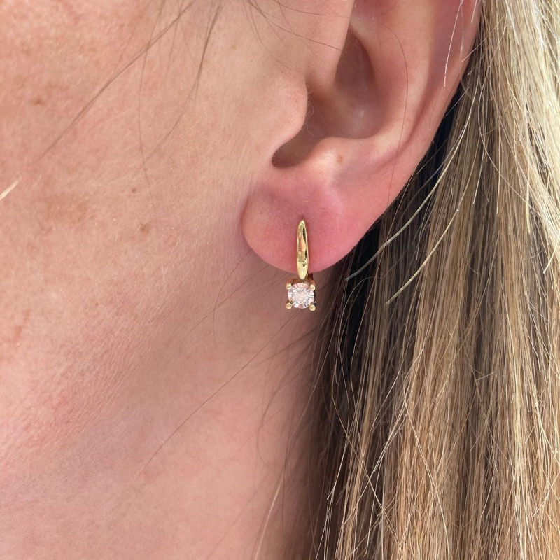 Zlaté náušnice s brilianty 0,16ct/ang.zap BE KO-065-16 ryzost 585