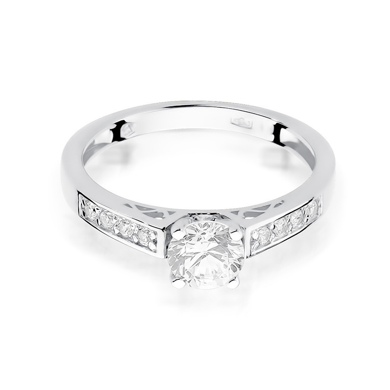 Zásnubní prsten z bílého zlata s diamanty SOLITAIRE