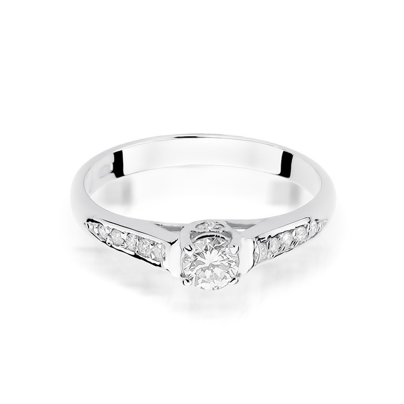 Zásnubní prsten z bílého zlata SOLITER s diamanty BE W-016W pod kor.srdce ryzost 585
