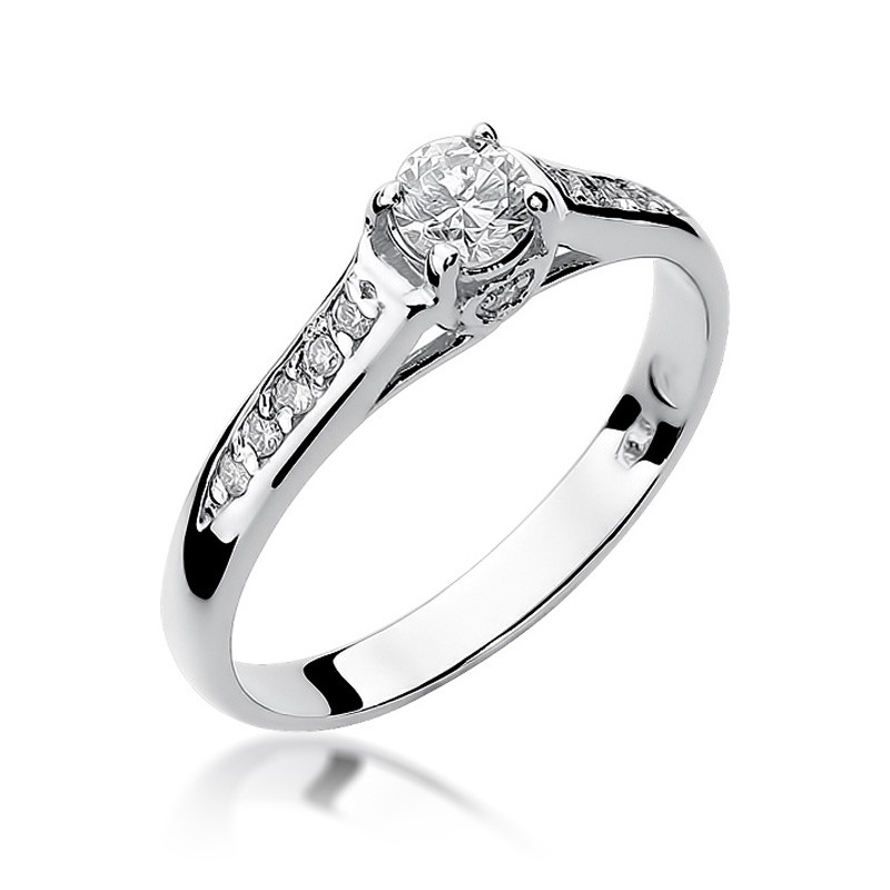 Zásnubní prsten s diamanty bílé zlato 585 - iSezam.cz