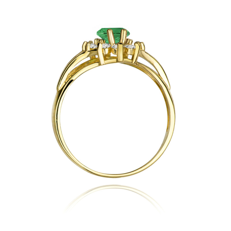 Zásnubní prsten sí smaragdem a diamanty 585 - iSezam.cz