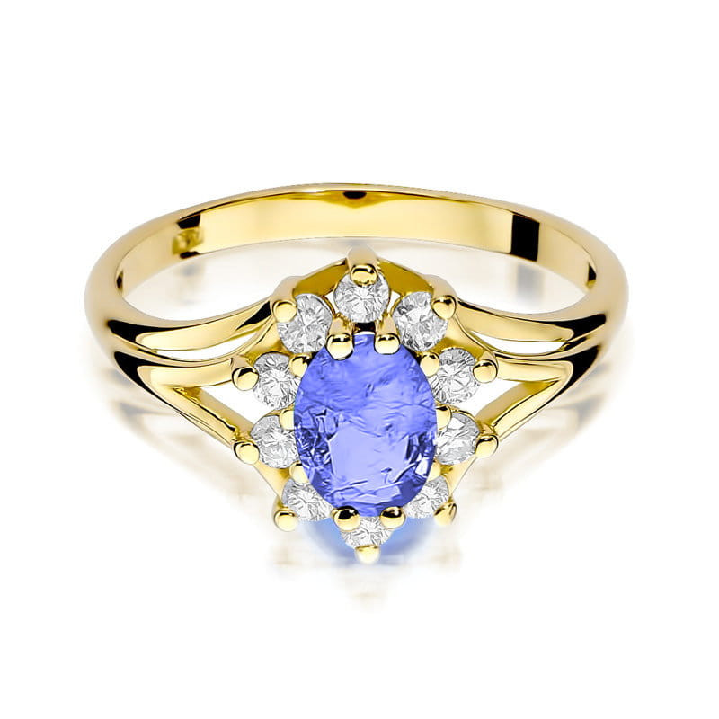 Zásnubní prsten s tanzanitem a diamanty BE W-037 TA ovál Markýza ryzost 585