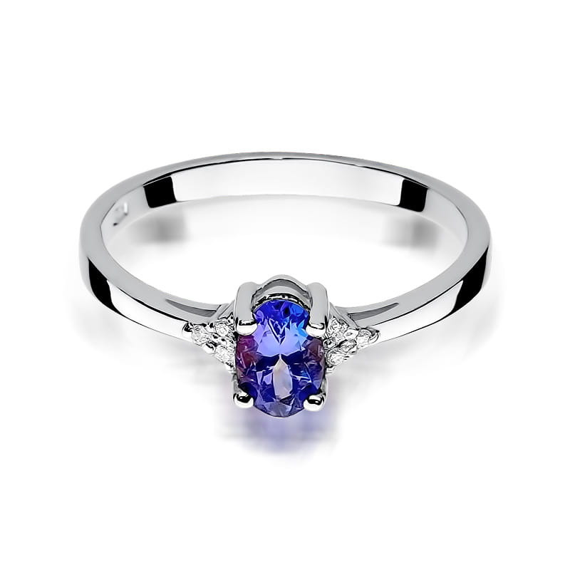 Zlatý prsten s tanzanitem a diamanty BE W-301W TA ovál Markýza ryzost 585