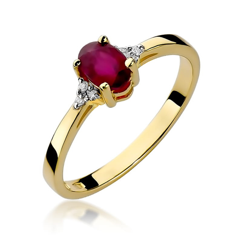 Zlatý prsten s rubínem a diamanty 585 - iSezam.cz