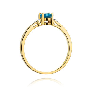 Zlatý prsten s London Blue Topazem a diamanty - iSezam.cz
