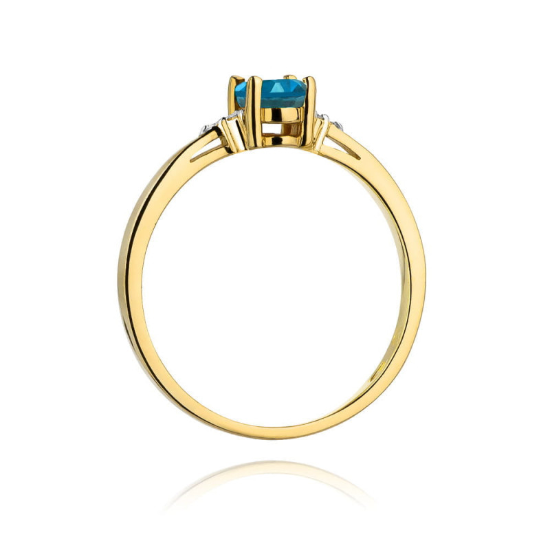 Zlatý prsten s London Blue Topazem a diamanty - iSezam.cz