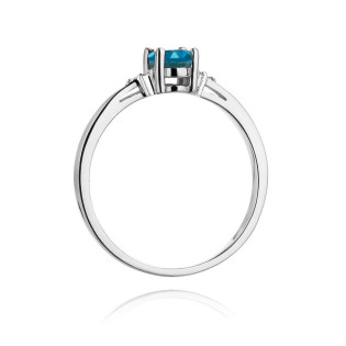 Prsten s Topazem London Blue a Diamanty ryzost 585 - iSezam.cz
