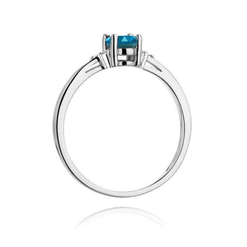 Prsten s Topazem London Blue a Diamanty ryzost 585 - iSezam.cz