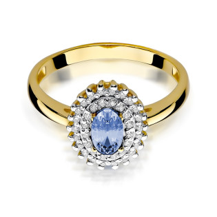Zlatý prsten s tanzanitem a diamanty v. 585 - iSezam.cz