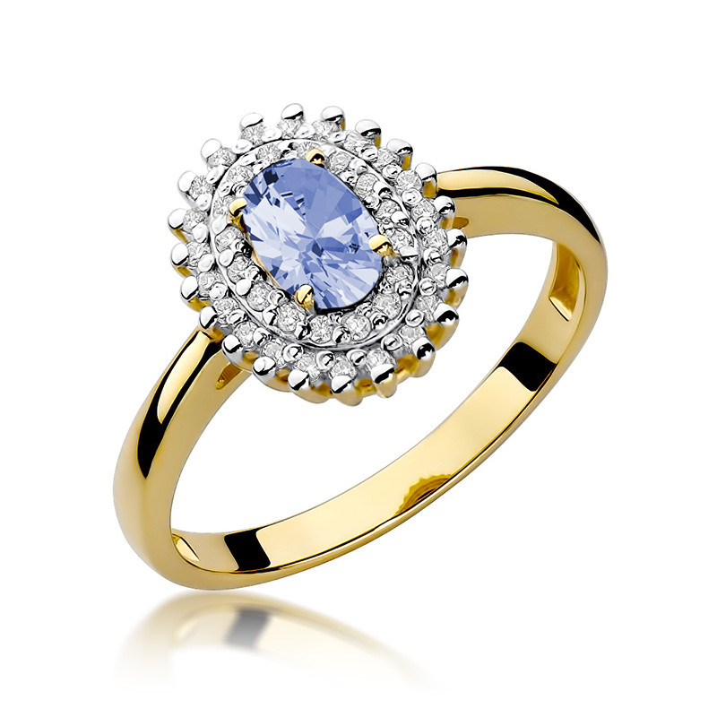 Zlatý prsten s tanzanitem a diamanty v. 585 - iSezam.cz