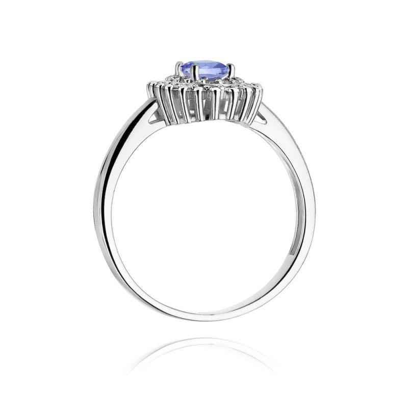 Prsten s Tanzanitem a diamanty z bílého zlata ryzosti 585 - iSezam.cz