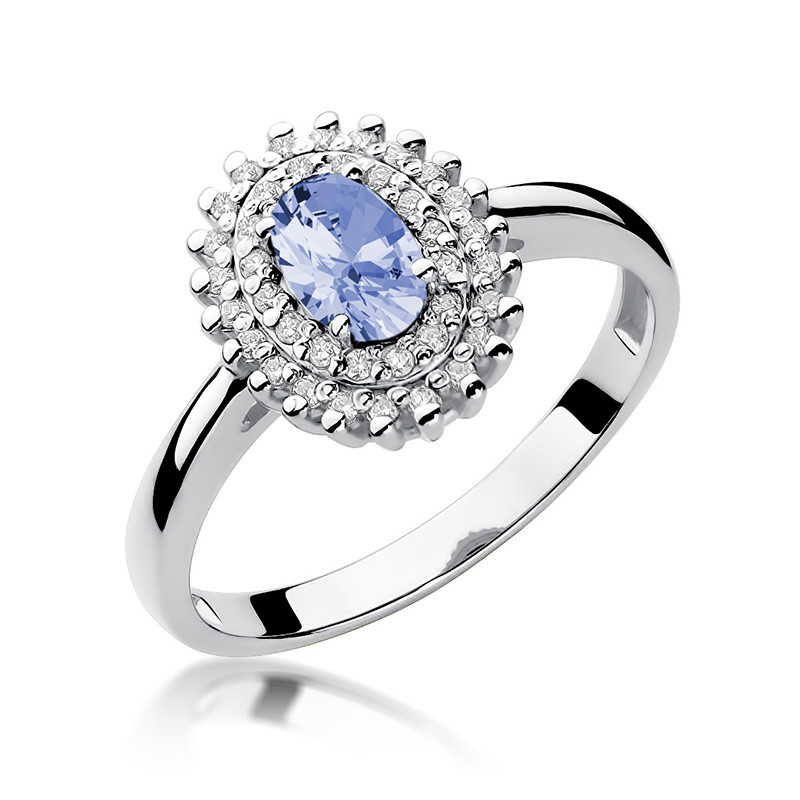 Prsten s Tanzanitem a diamanty z bílého zlata ryzosti 585 - iSezam.cz