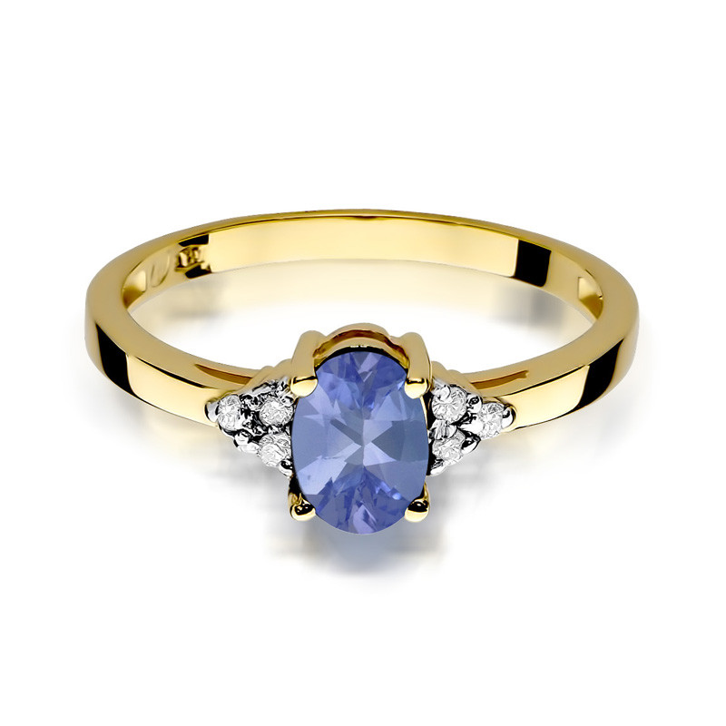 Zlatý prsten s tanzanitem a diamanty BE W-308 TA ryzost 585
