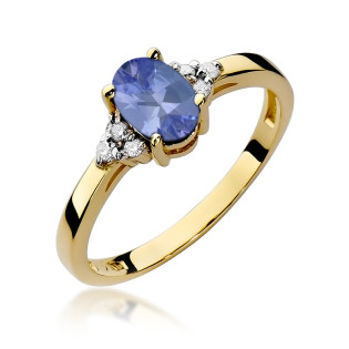 Zlatý prsten s tanzanitem a diamanty 585 - iSezam.cz