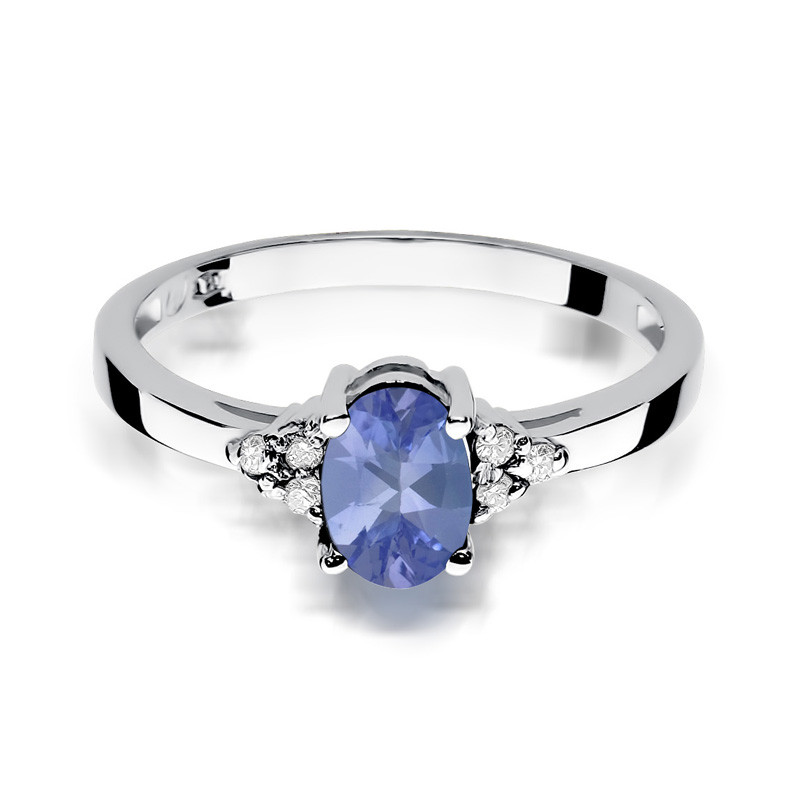 Zlatý prsten s tanzanitem a diamanty BE W-308 TA bílé zlato 585