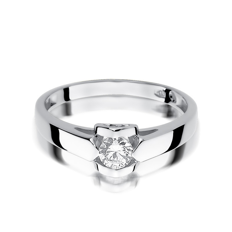 Zlatý prsten AMADO s diamanty BE W-320-30 bílé zlato ryzost 585