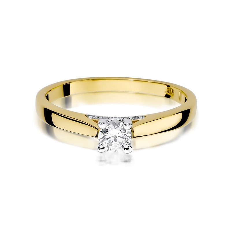 Zásnubní prsten s diamanty na obroučce SOLITAIRE ryzost 585