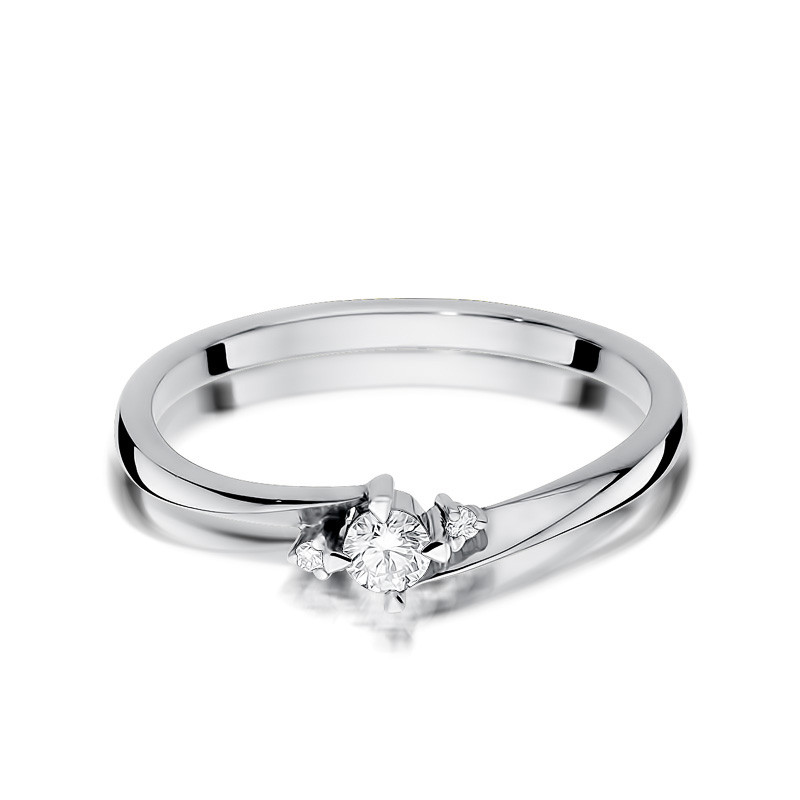 Zásnubní prsten s diamanty NOBLE BE W-346 bílé zlato 585