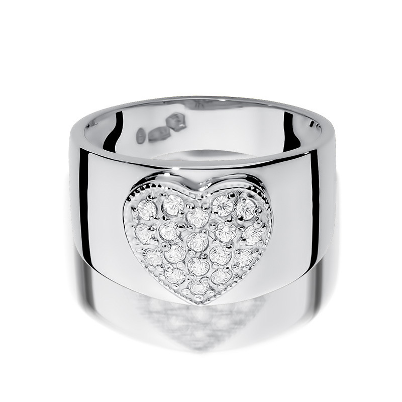 Zásnubní prsten se srdcem a diamanty SERCE BE-352 bílé zlato 585