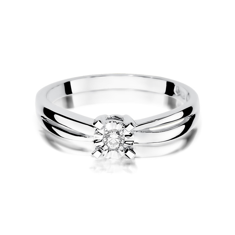 Zásnubní prsten s diamanty SOLITER BE W-360 bílé zlato zkouška 585