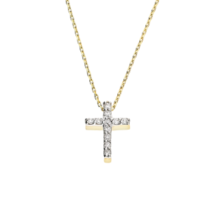 Zlatý náhrdelník s křížkem a diamanty | iSezam.cz