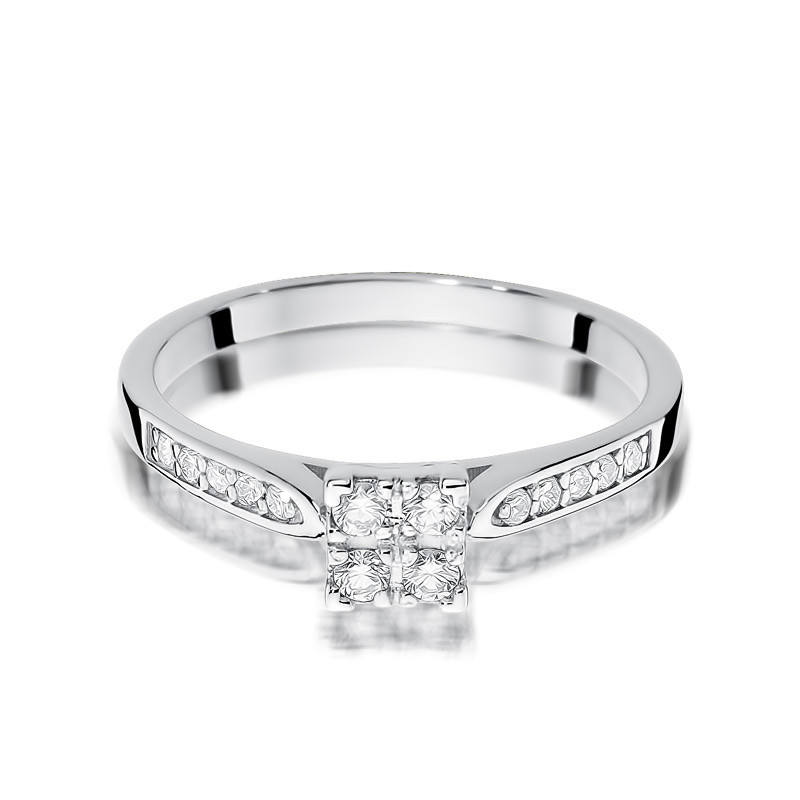 Zásnubní prsten SOLITER s diamanty BE W-402W SQ ryzost 585